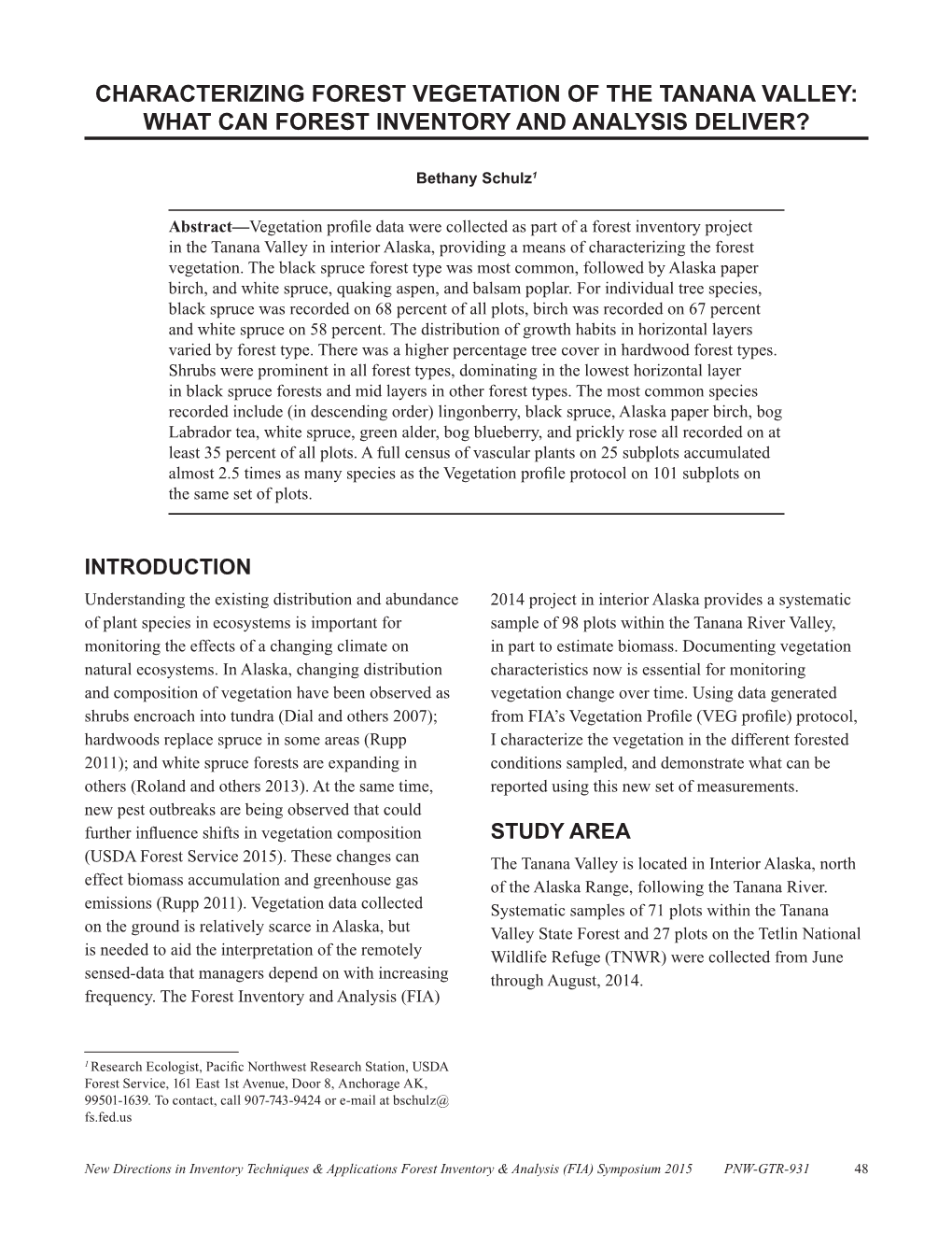 Characterizing Forest Vegetation of the Tanana Valley: What Can Forest Inventory and Analysis Deliver?