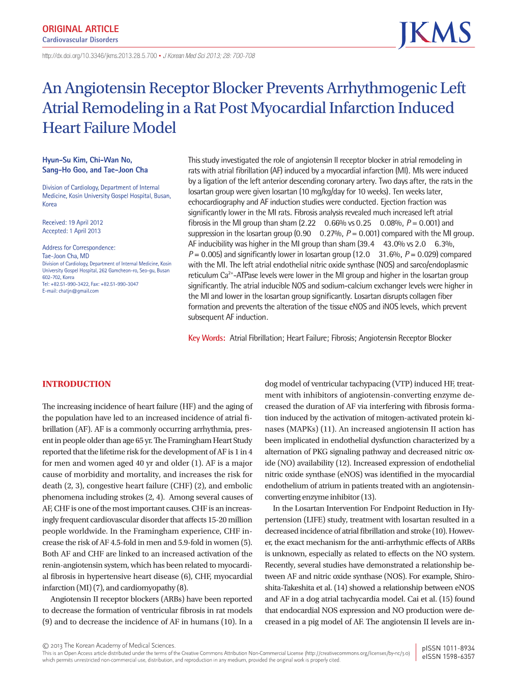 An Angiotensin Receptor Blocker Prevents Arrhythmogenic Left Atrial Remodeling in a Rat Post Myocardial Infarction Induced Heart Failure Model