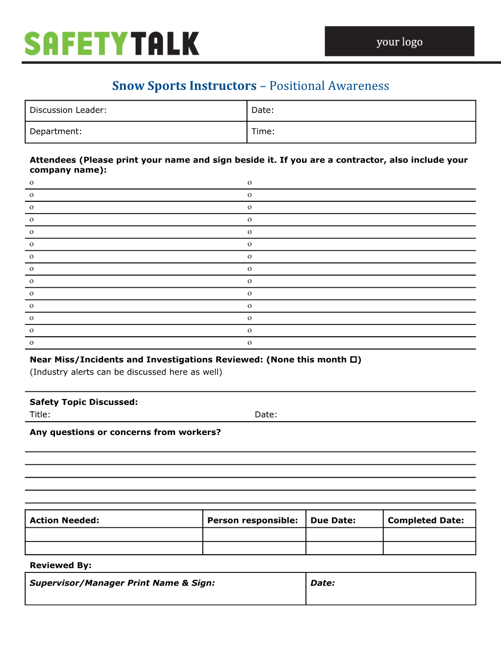 Snow Sports Instructors Positional Awareness