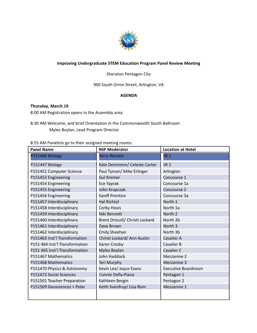 Improving Undergraduate STEM Education Program Panel Review Meeting