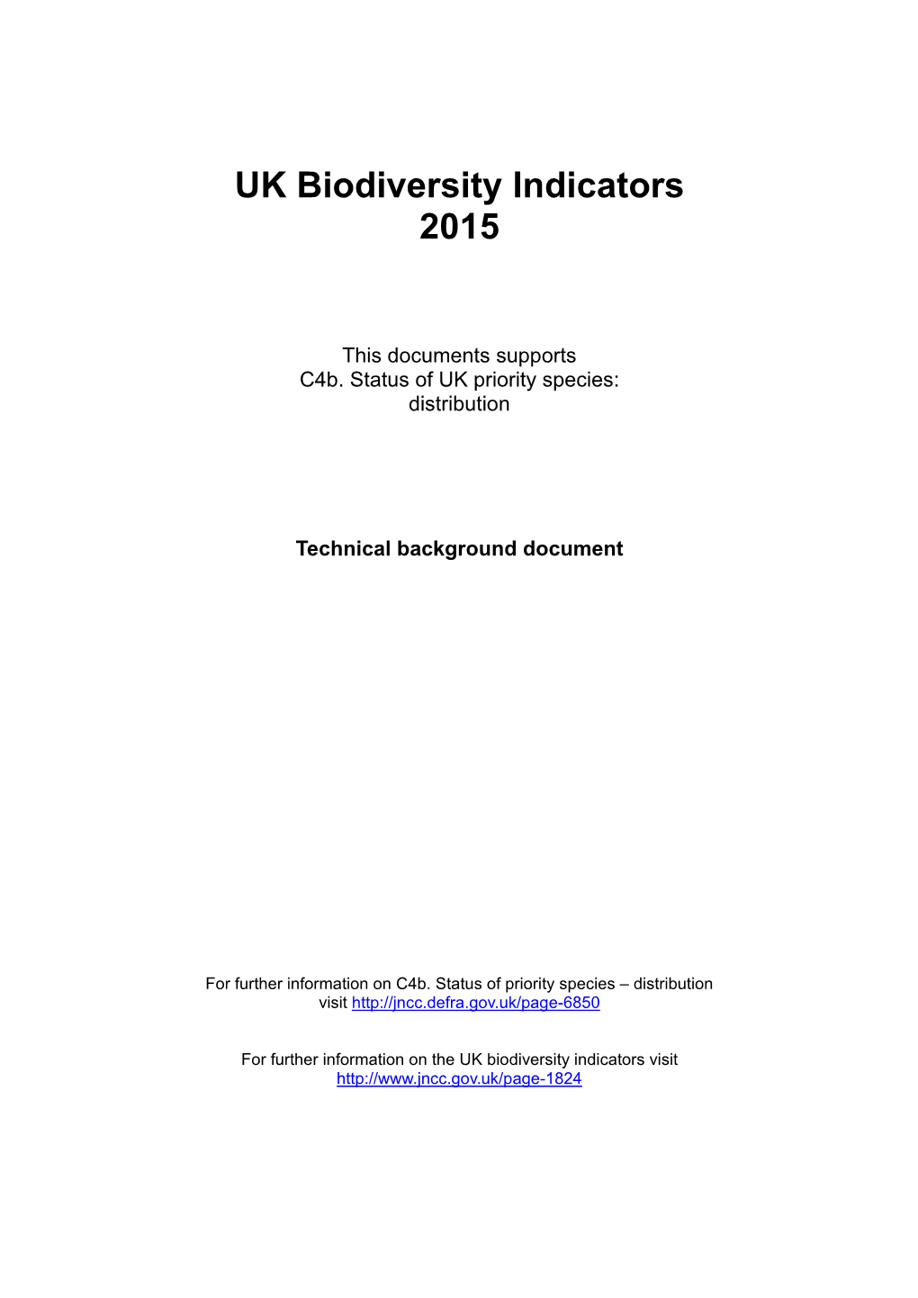 UK Biodiversity Indicators 2015