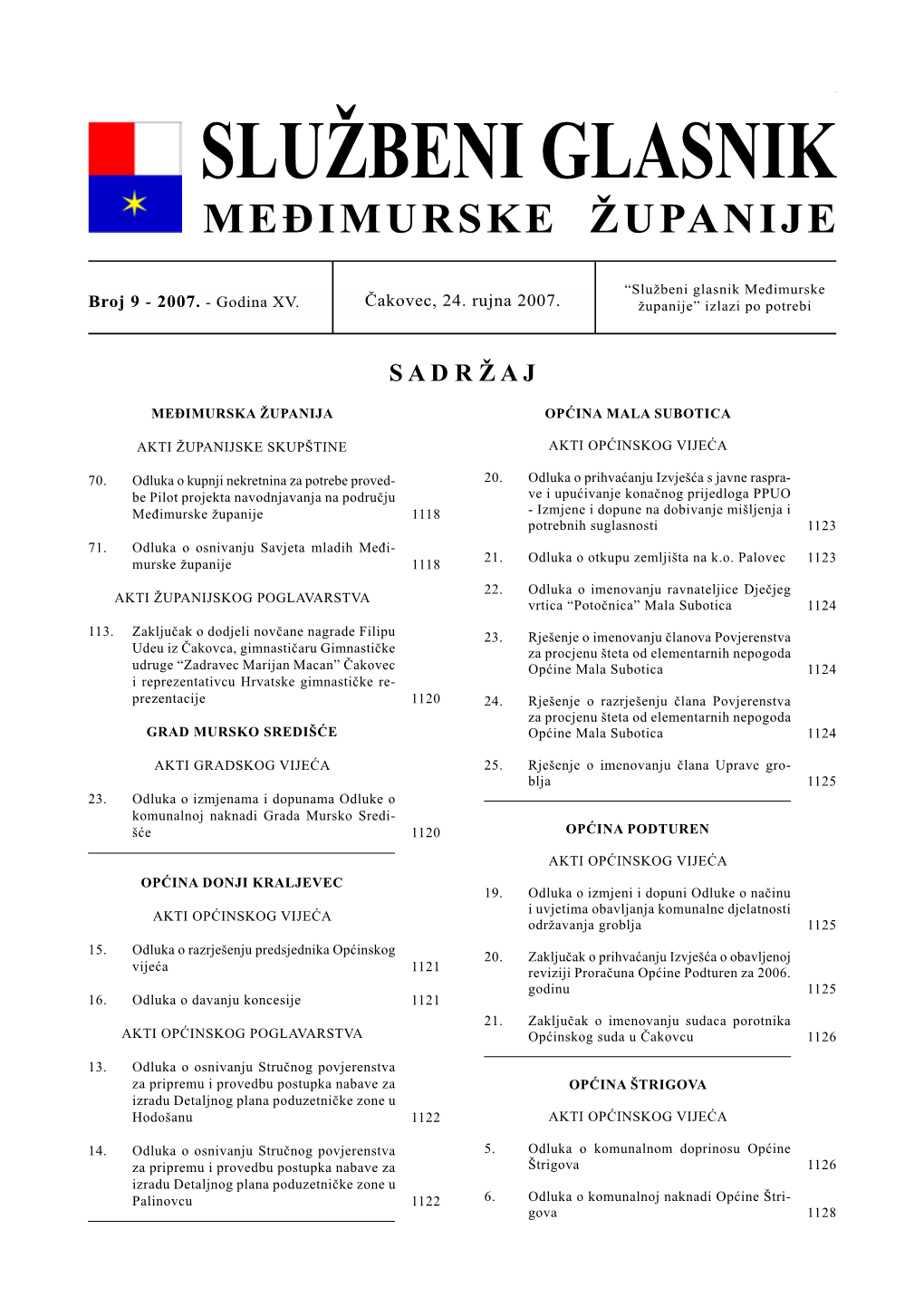 SLUŽBENI GLASNIK MEĐIMURSKE ŽUPANIJE” Brojissn 9 - Stranica1332-7097 1117 SLUŽBENI GLASNIK MEĐIMURSKE ŽUPANIJE