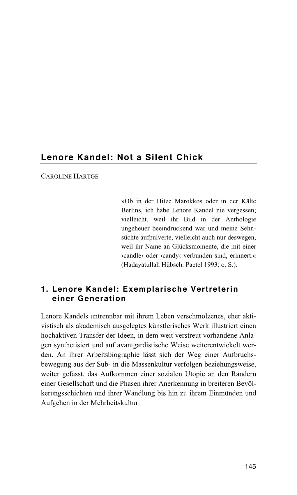 Lenore Kandel: Not a Silent Chick