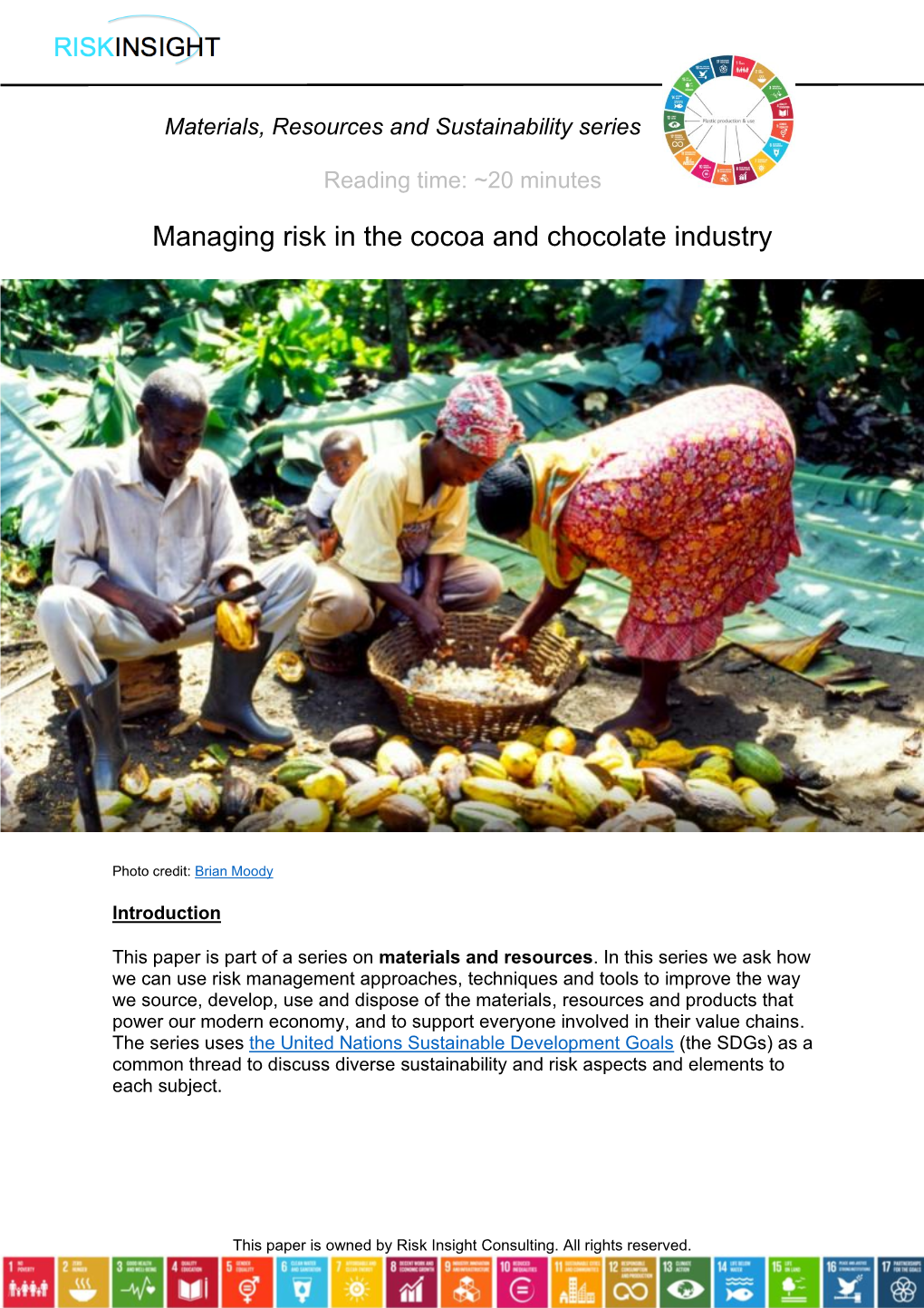 Managing Risk in the Cocoa and Chocolate Industry