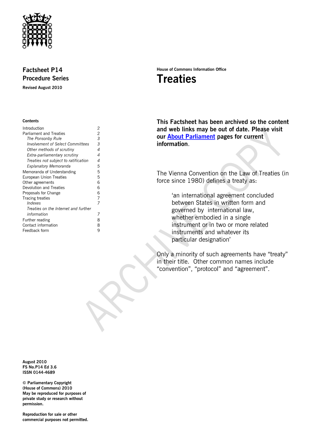 Treaties Revised August 2010