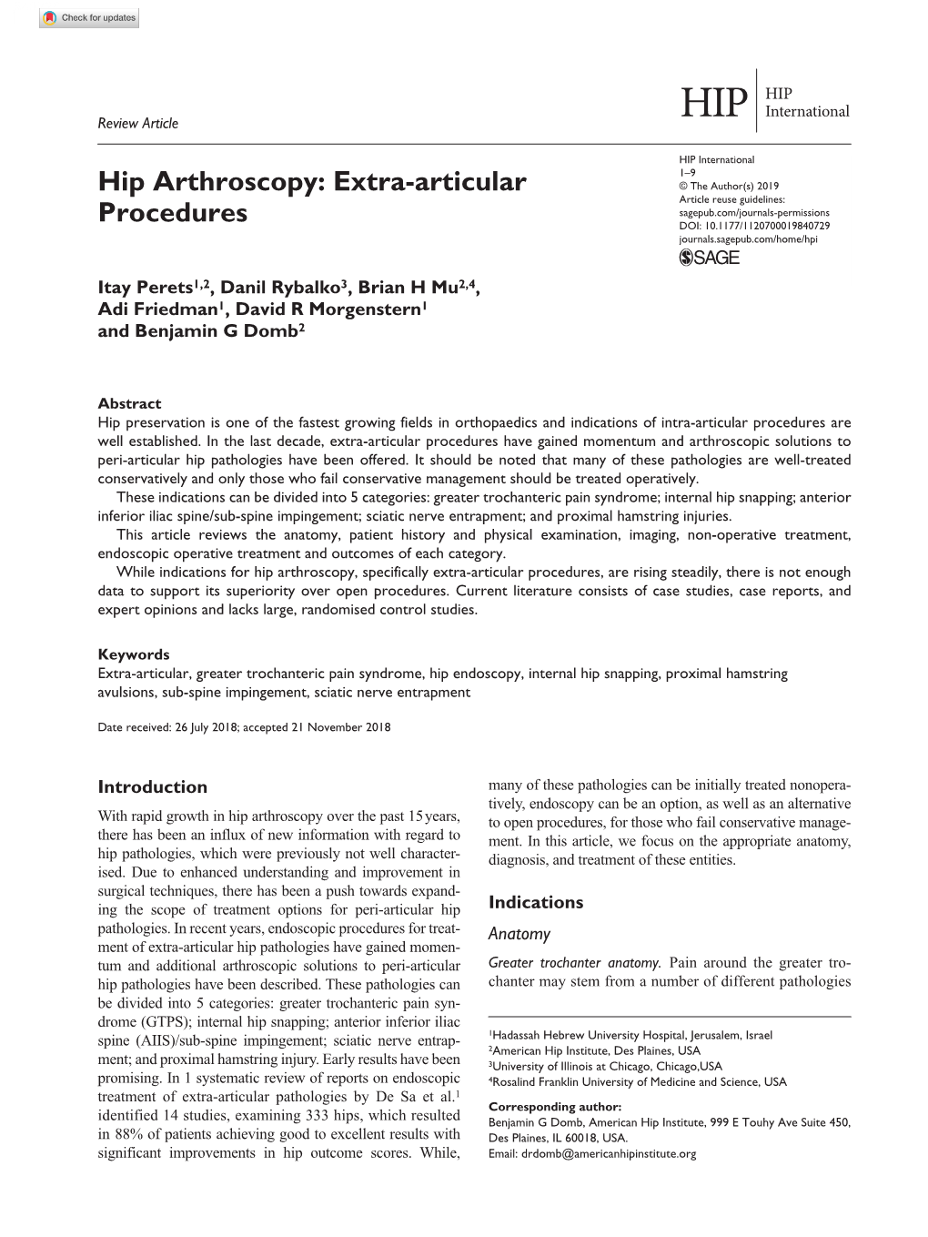 Hip Arthroscopy: Extra-Articular Procedures