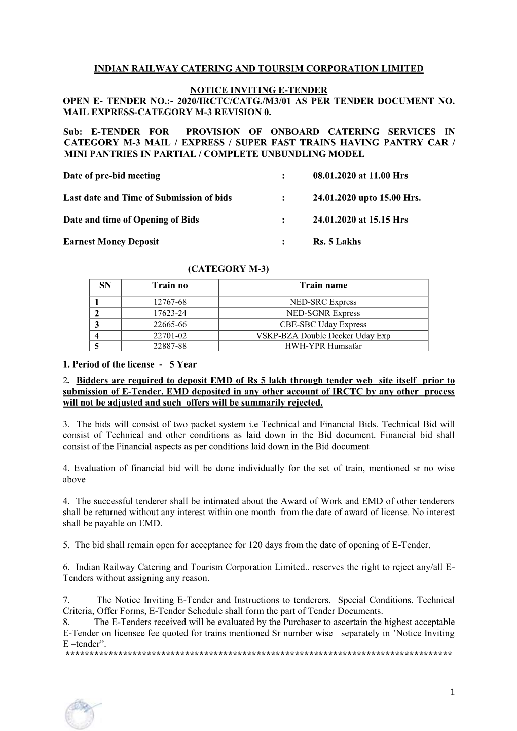 1 Indian Railway Catering and Toursim Corporation