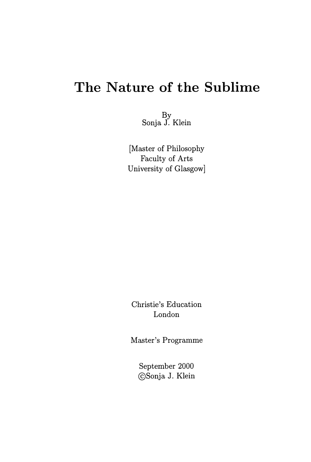 The Nature of the Sublime