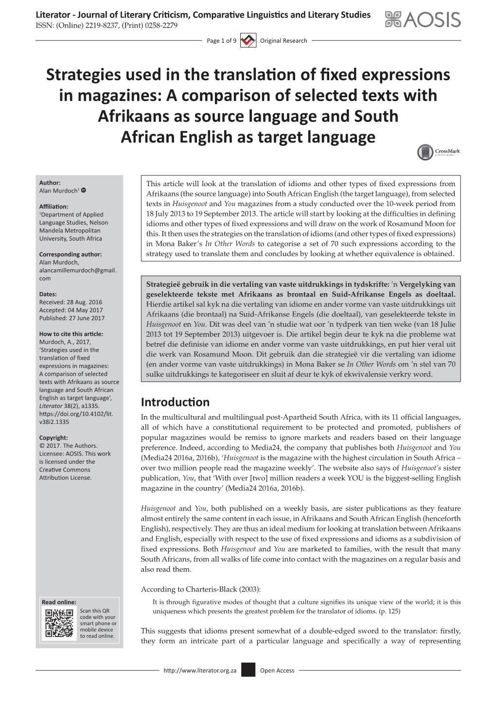 Strategies Used in the Translation of Fixed Expressions in Magazines