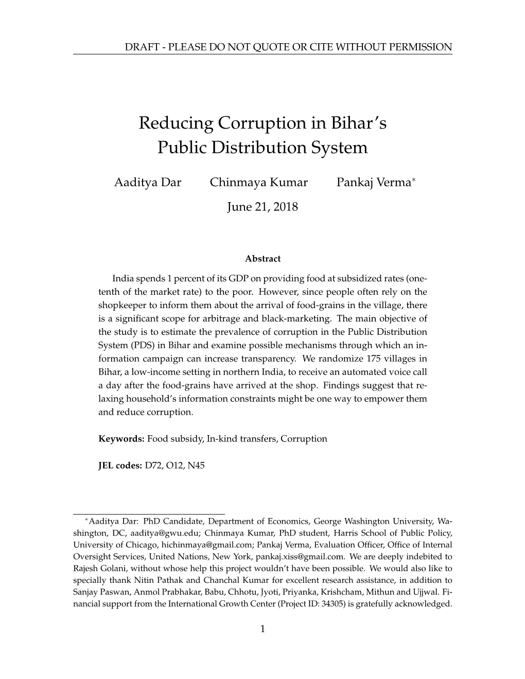 Reducing Corruption in Bihar's Public Distribution System