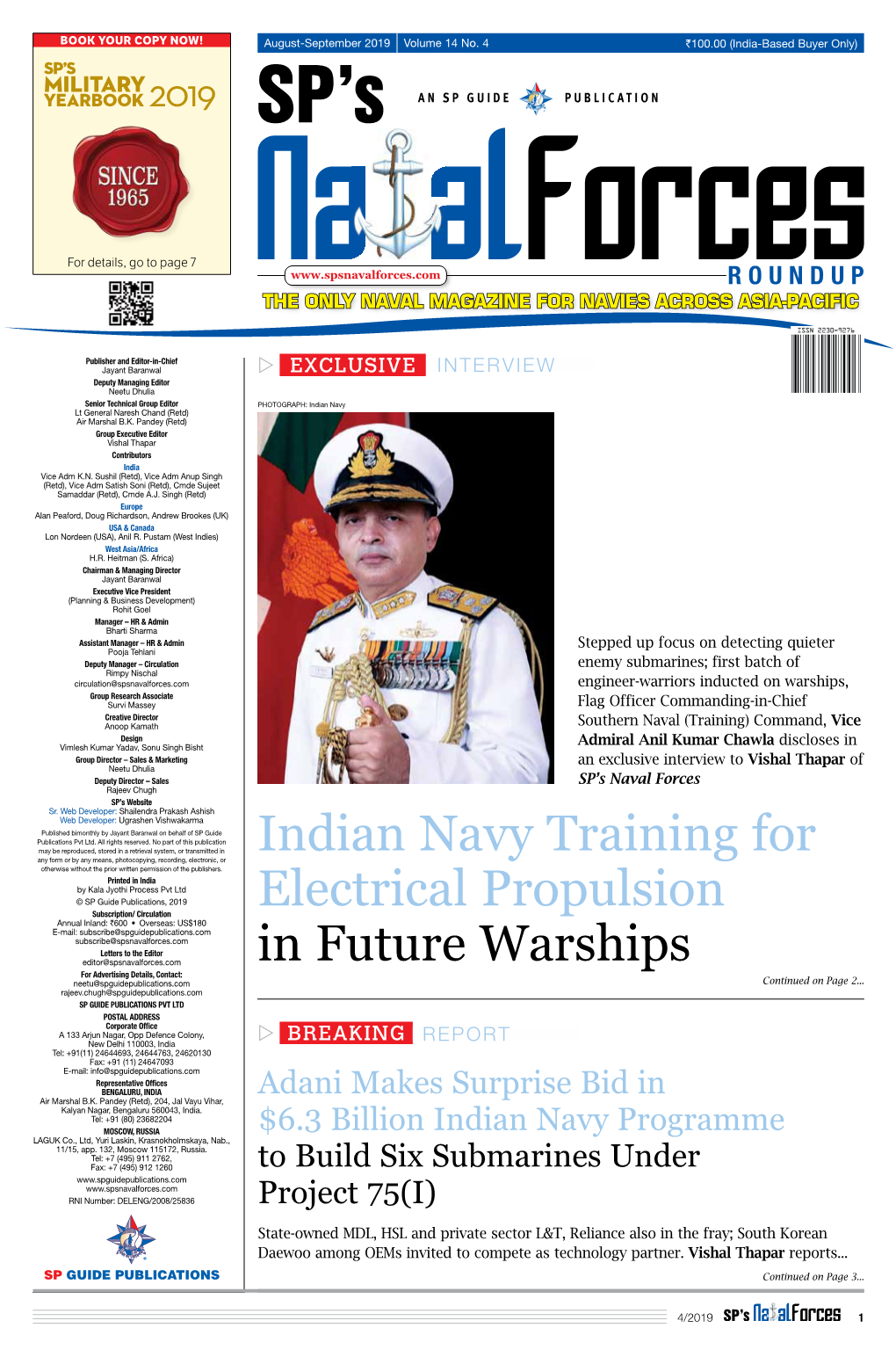 Indian Navy Training for Electrical Propulsion in Future Warships