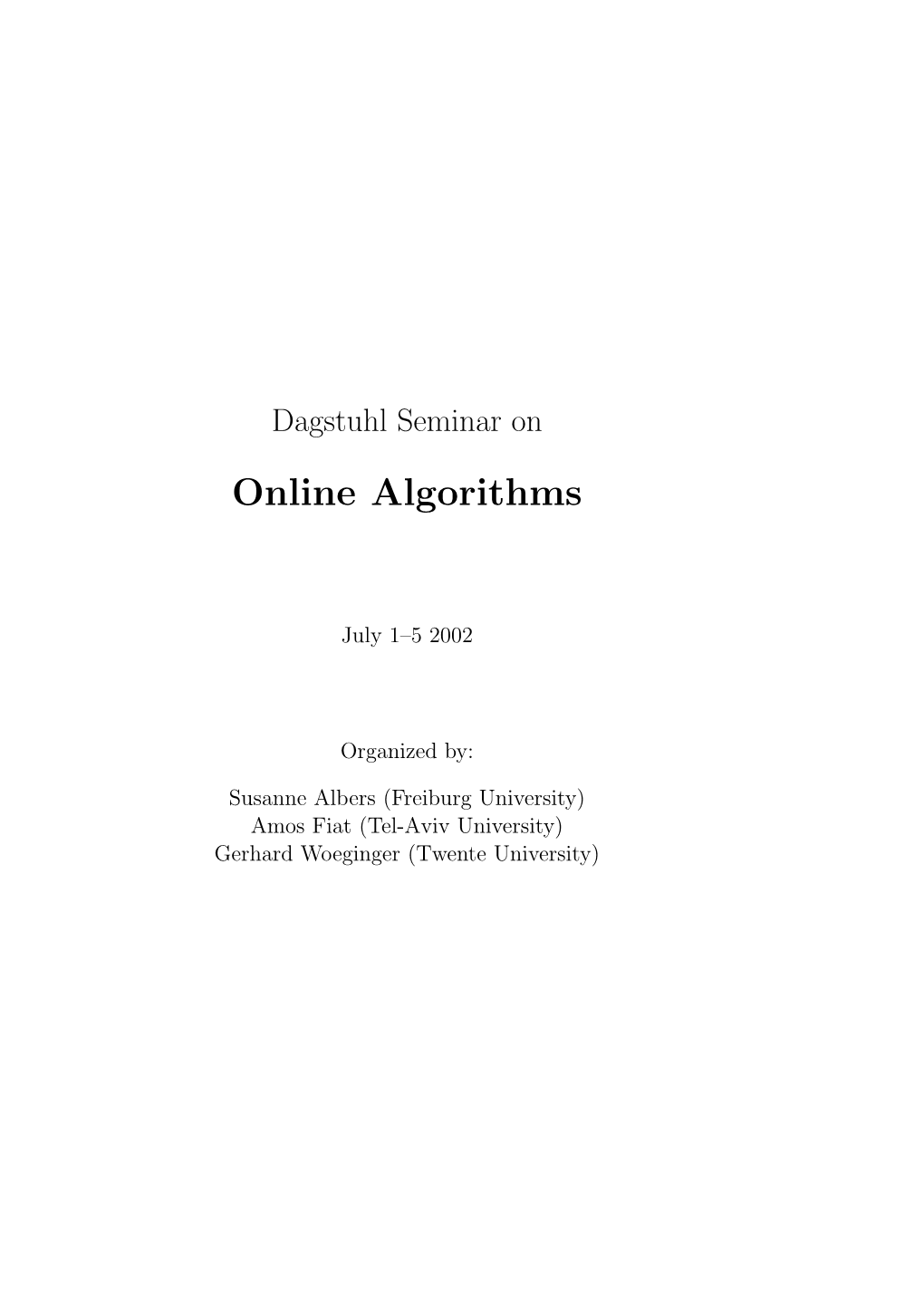 Online Algorithms