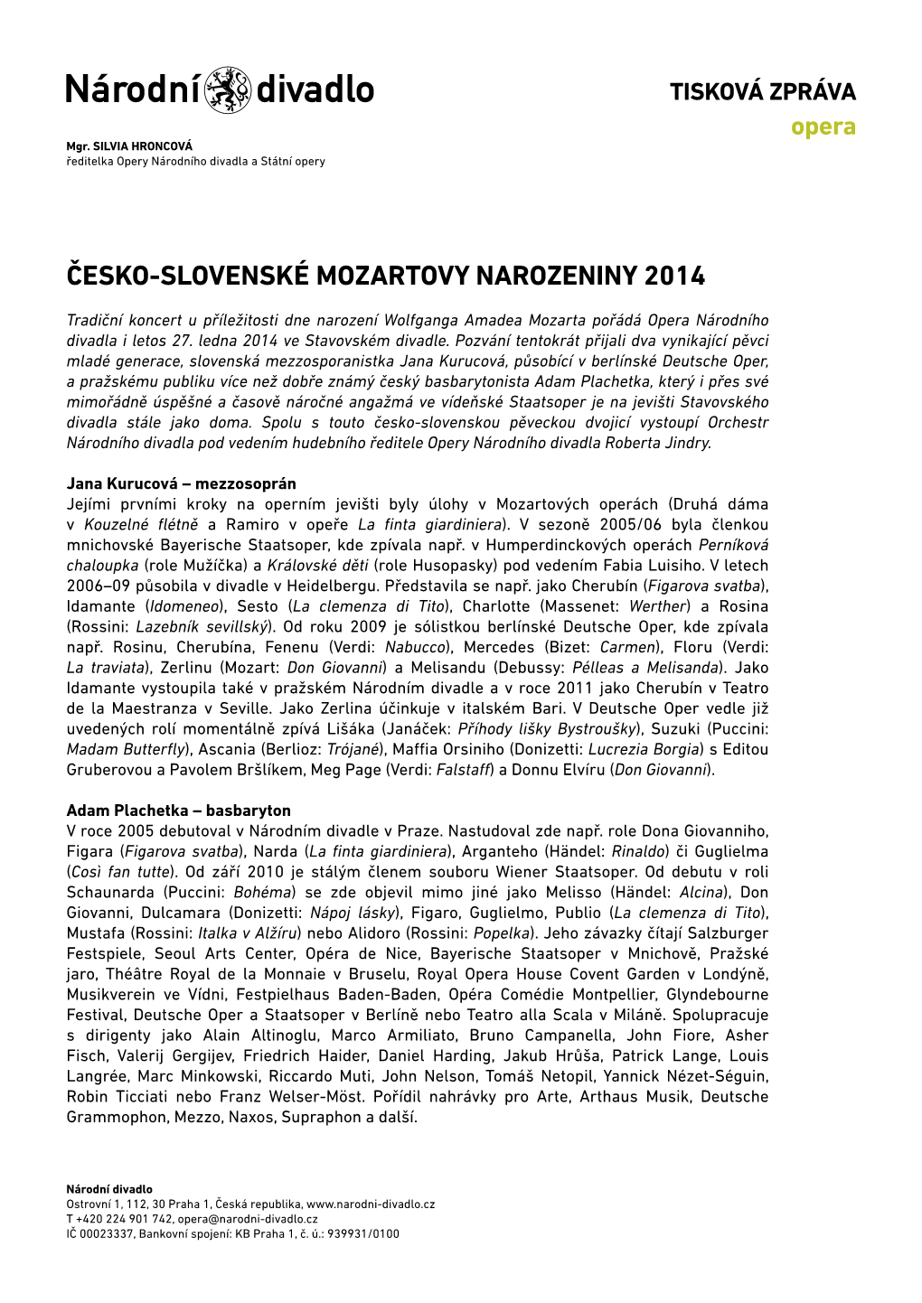 Česko-Slovenské Mozartovy Narozeniny 2014