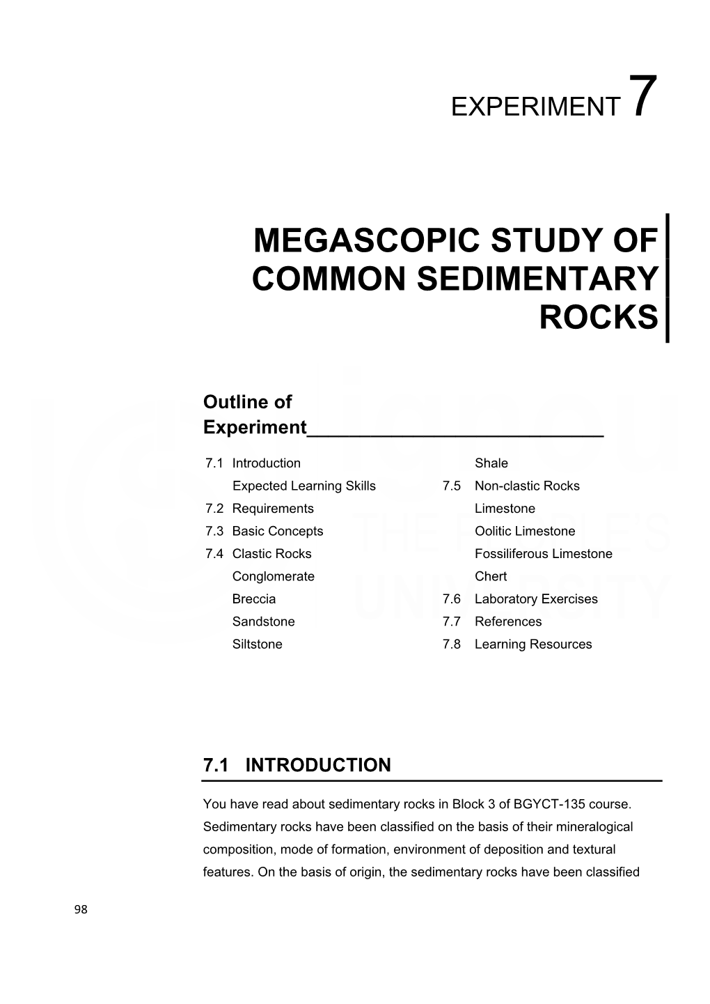Megascopic Study of Common Sedimentary Rocks