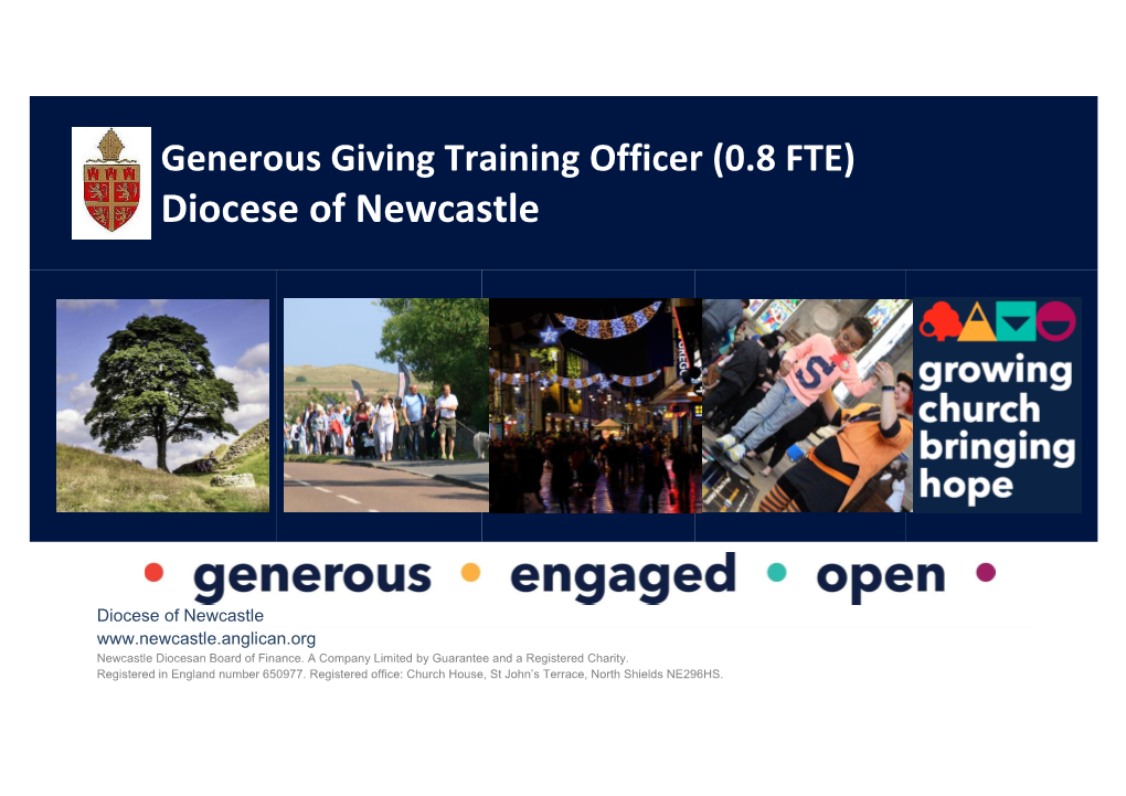 Generous Giving Training Officer (0.8 FTE) Diocese of Newcastle