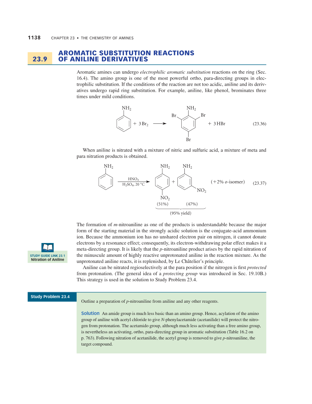 23.9 Aromatic Substitution Reactions of Aniline