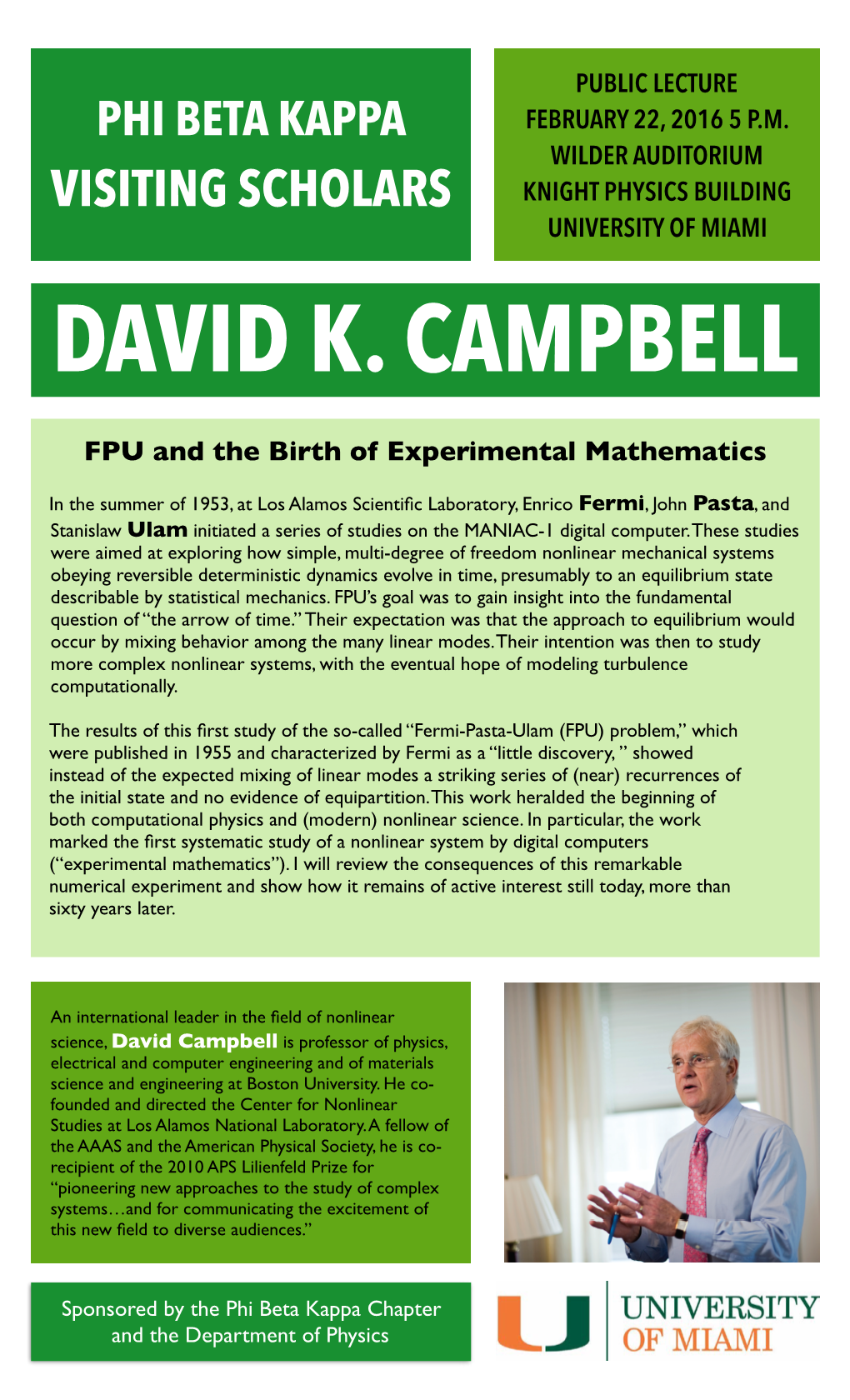 Visiting Scholars Knight Physics Building University of Miami David K