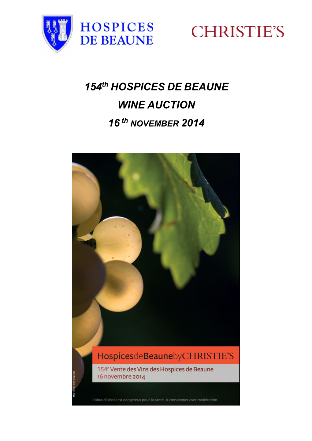 154Th HOSPICES DE BEAUNE WINE AUCTION 16Th