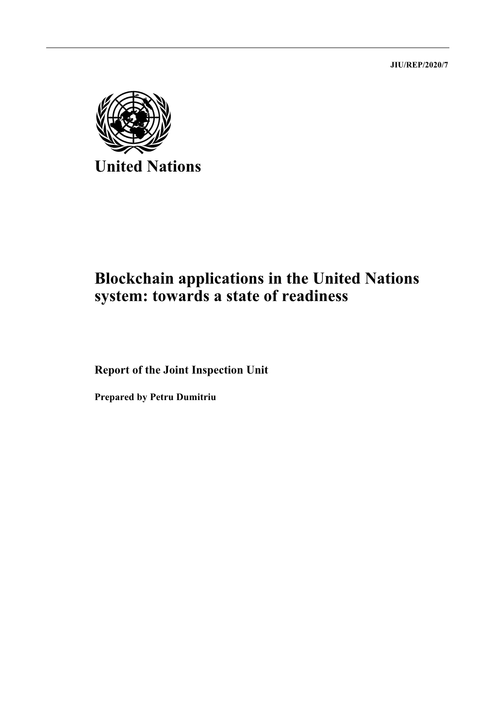 Blockchain Applications in the United Nations System: Towards a State of Readiness