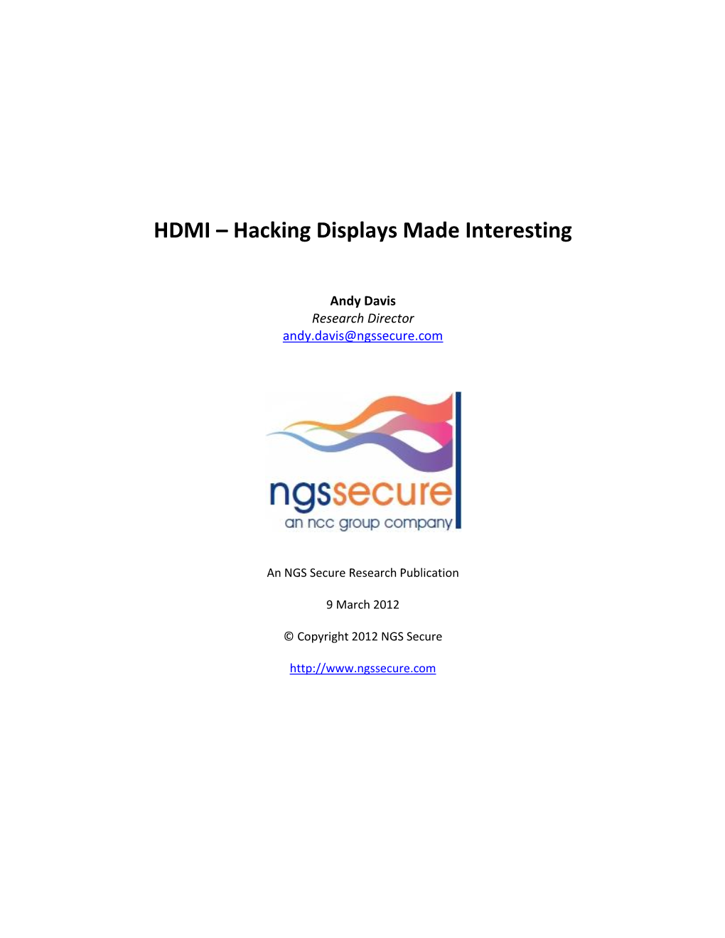 HDMI – Hacking Displays Made Interesting