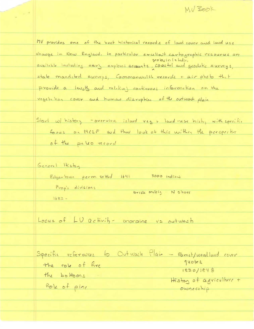 Book Outline, Handwritten Notes