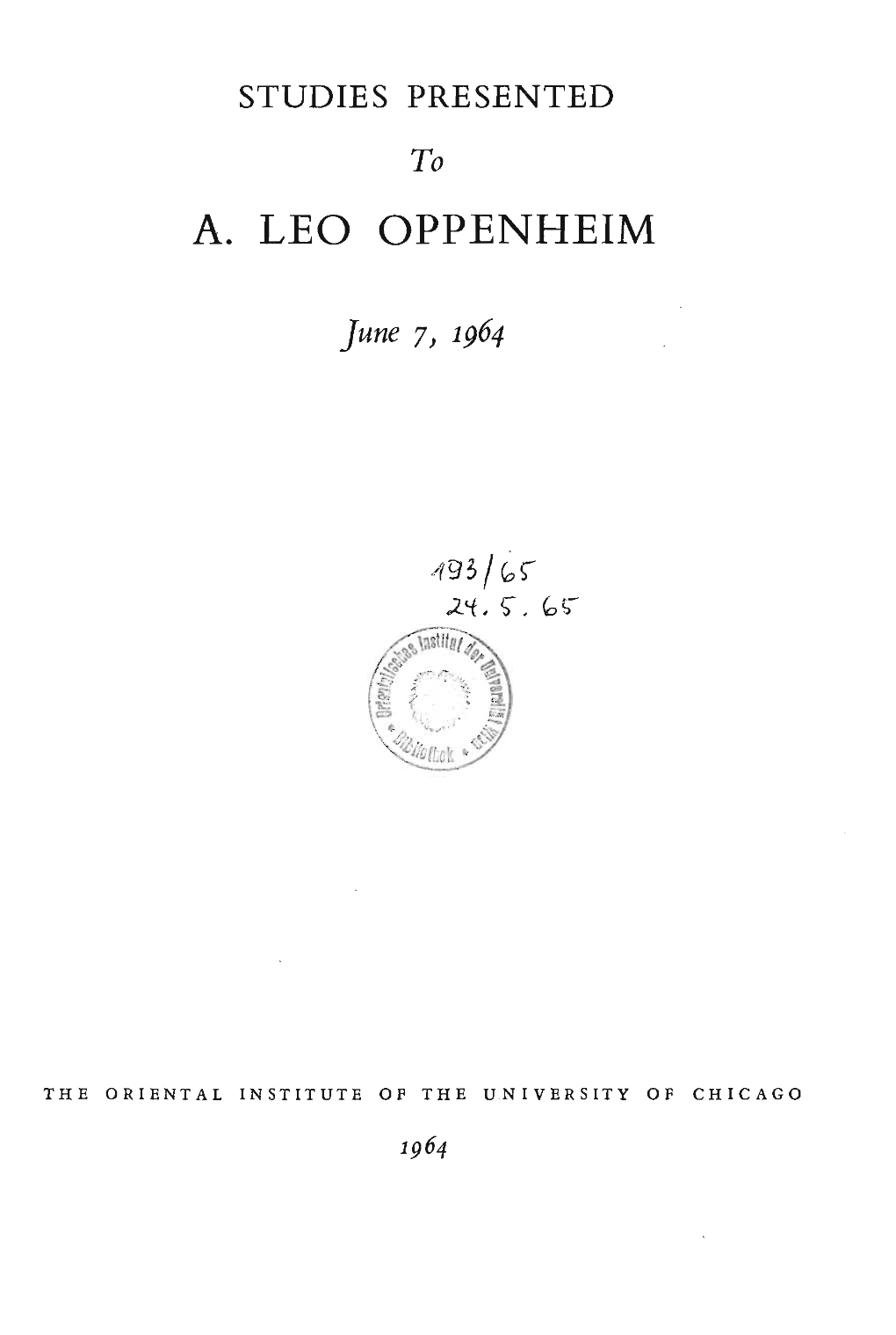 A. Leo Oppenheim