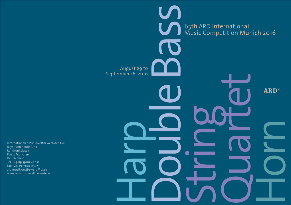65Th ARD International Music Competition Munich 2016