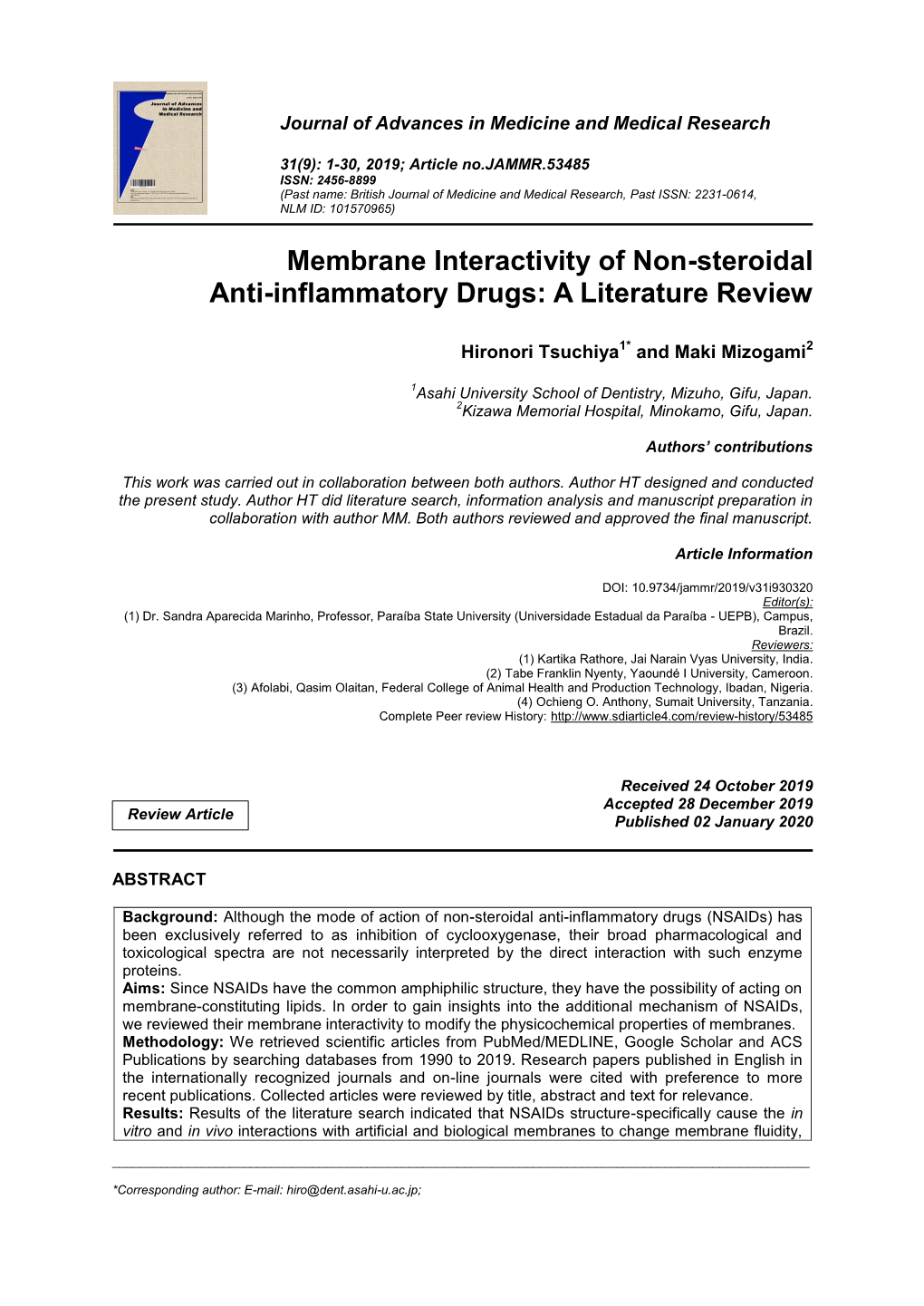 Membrane Interactivity of Non-Steroidal Anti-Inflammatory Drugs: a Literature Review