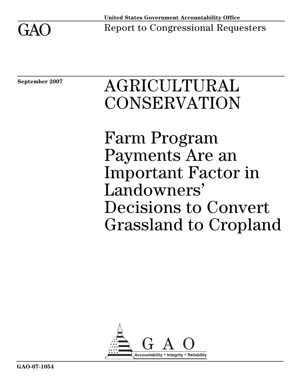 GAO-07-1054 Agricultural Conservation