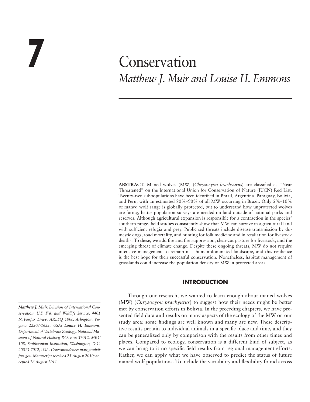 Conservation Matthew J