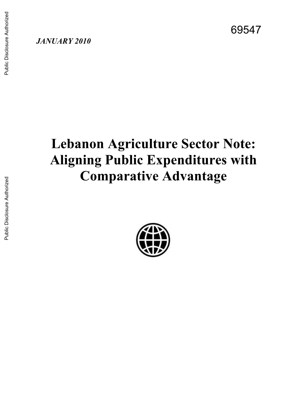 JANUARY 2010 Lebanon Agriculture Sector