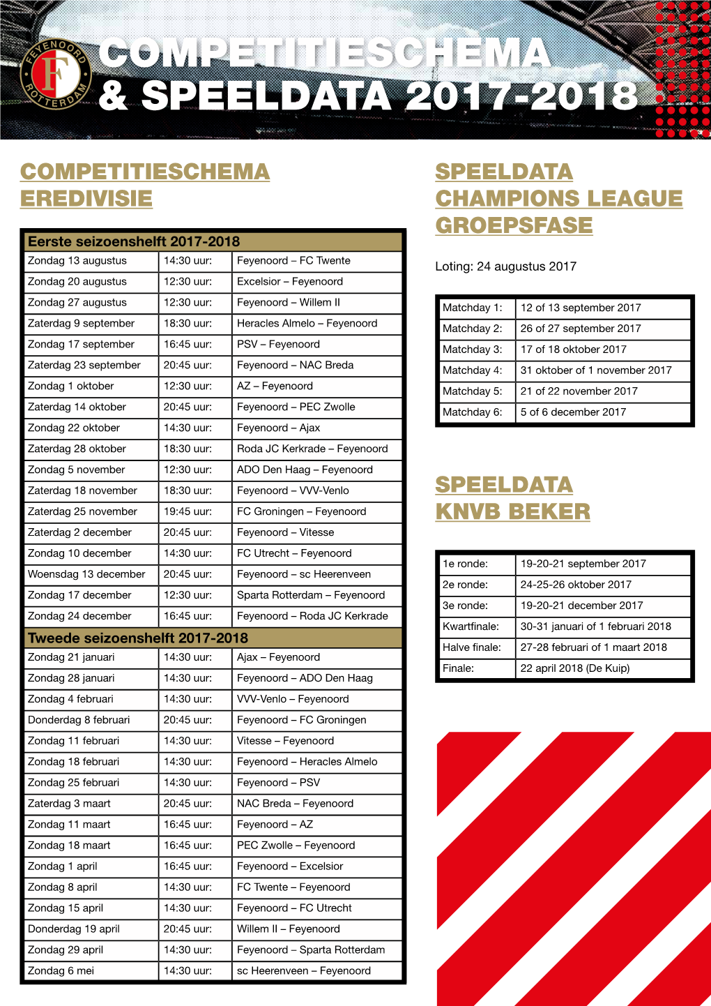 Competitieschema & Speeldata 2017-2018