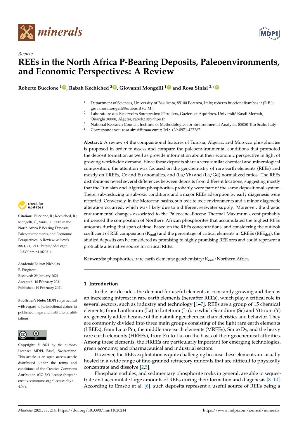 Rees in the North Africa P-Bearing Deposits, Paleoenvironments, and Economic Perspectives: a Review