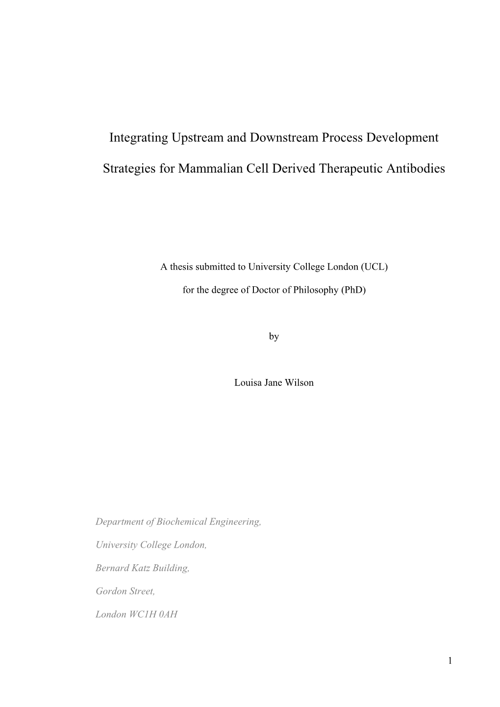Integrating Upstream and Downstream Process Development