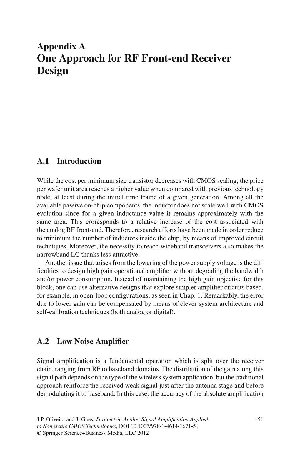 One Approach for RF Front-End Receiver Design