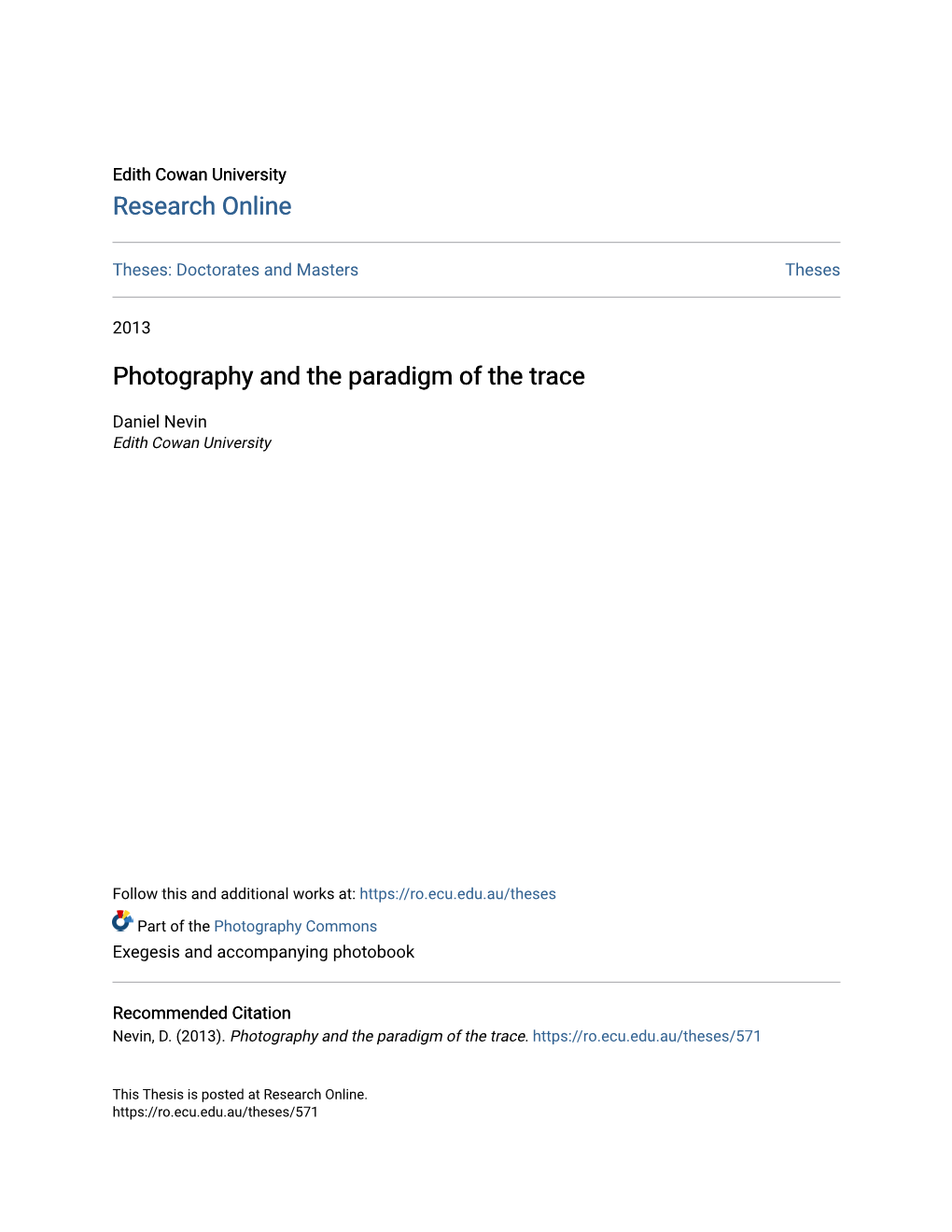 Photography and the Paradigm of the Trace