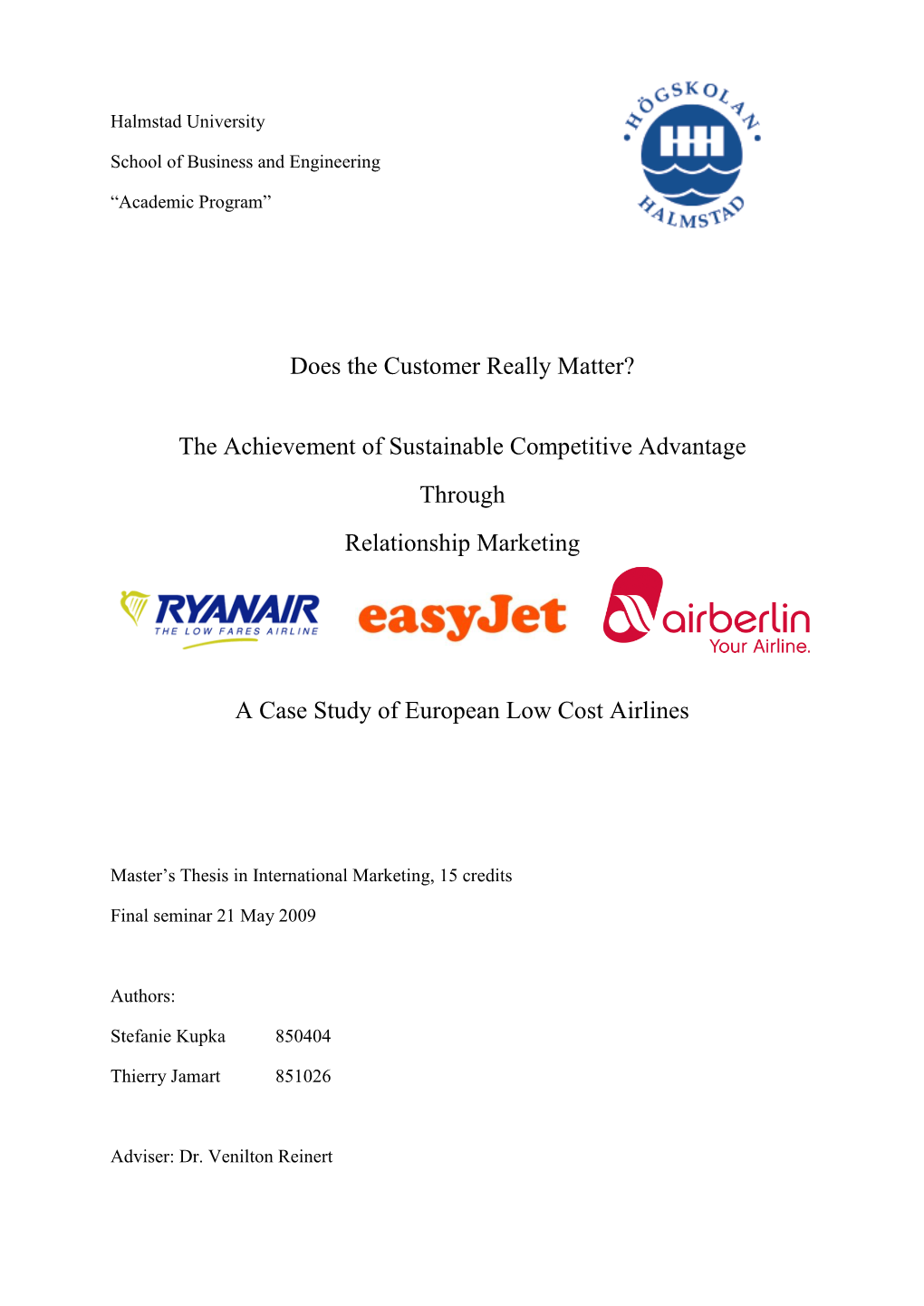 Relationship Marketing in Low Cost Airlines