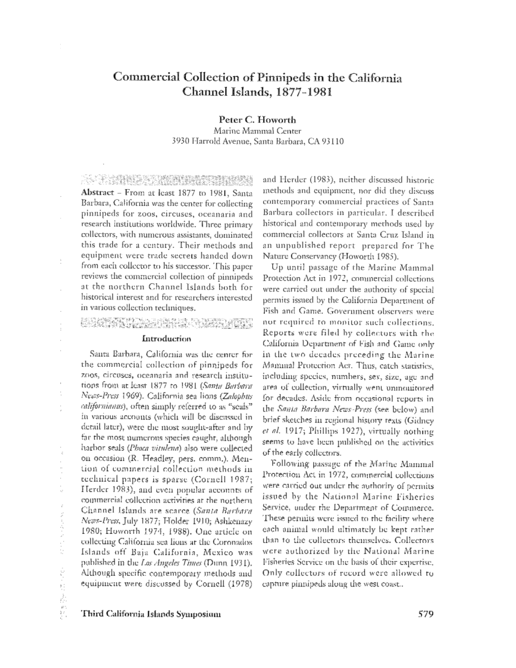 Commercial Collection of Pinnipeds in the California Channel Islands, 1877-1981