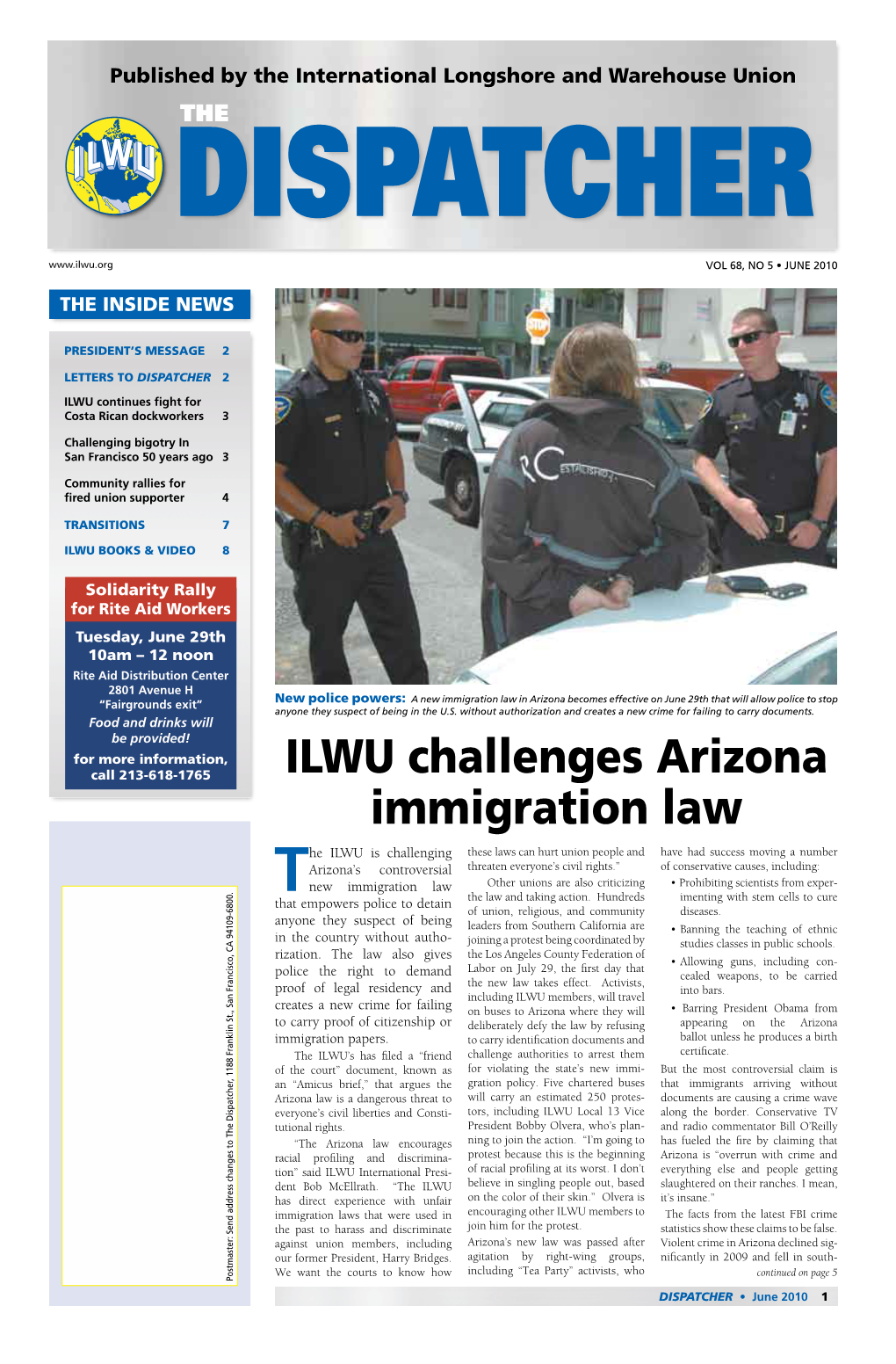 ILWU Challenges Arizona Immigration
