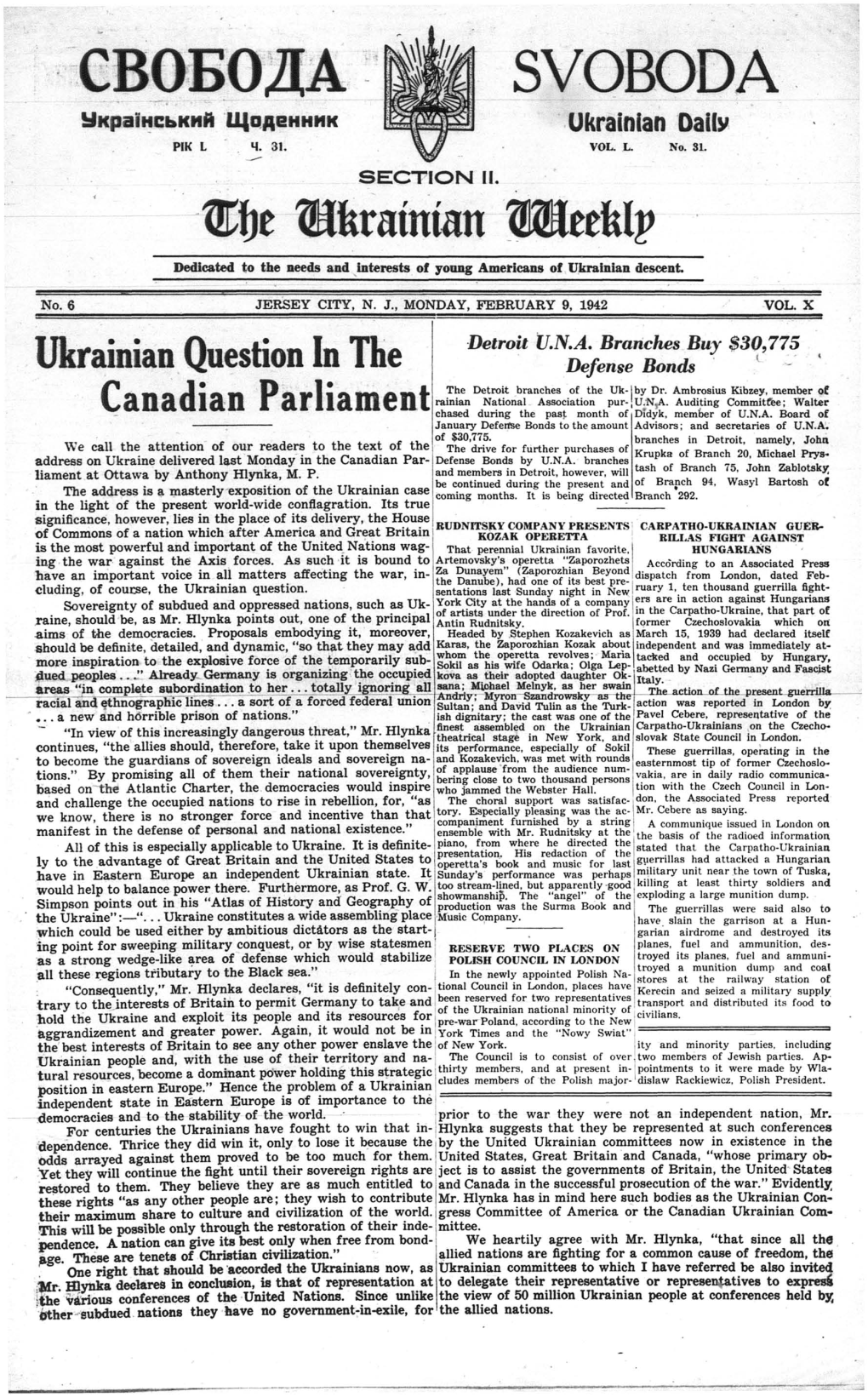 The Ukrainian Weekly 1942, No.6
