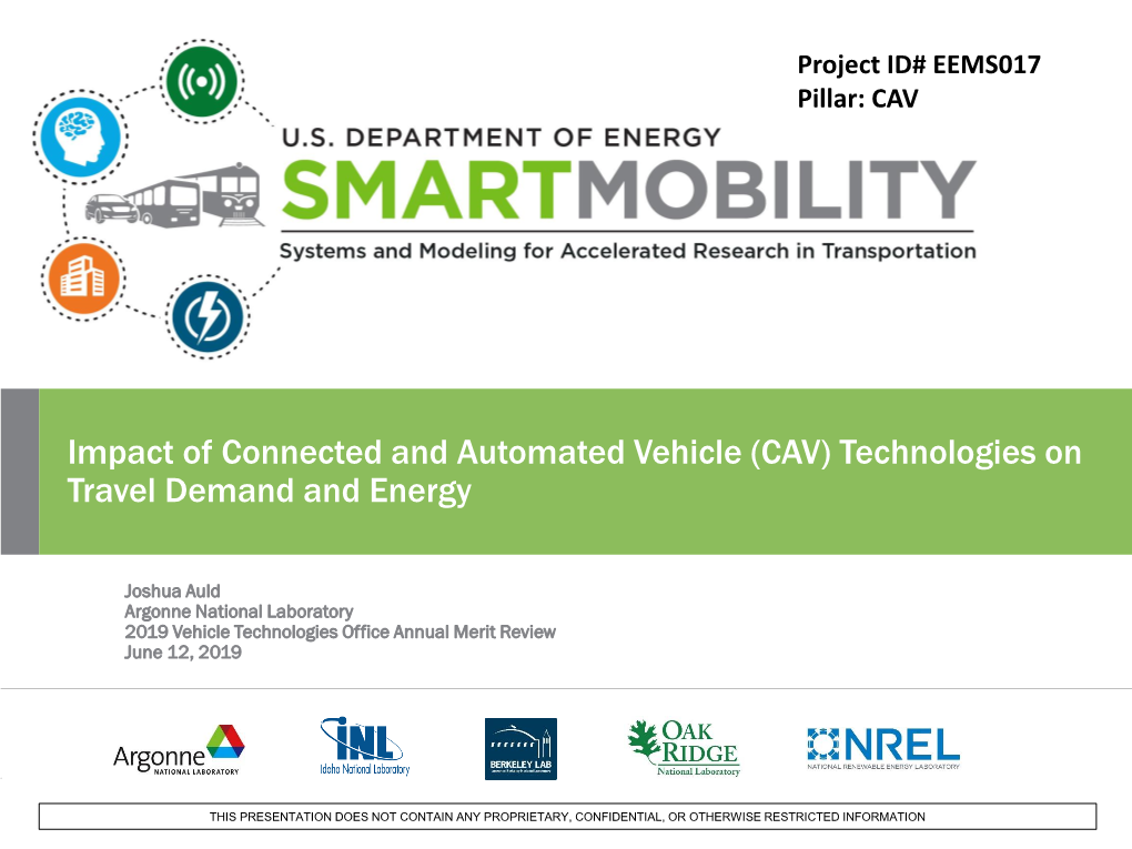 Impact of Connected and Automated Vehicle (CAV) Technologies on Travel Demand and Energy