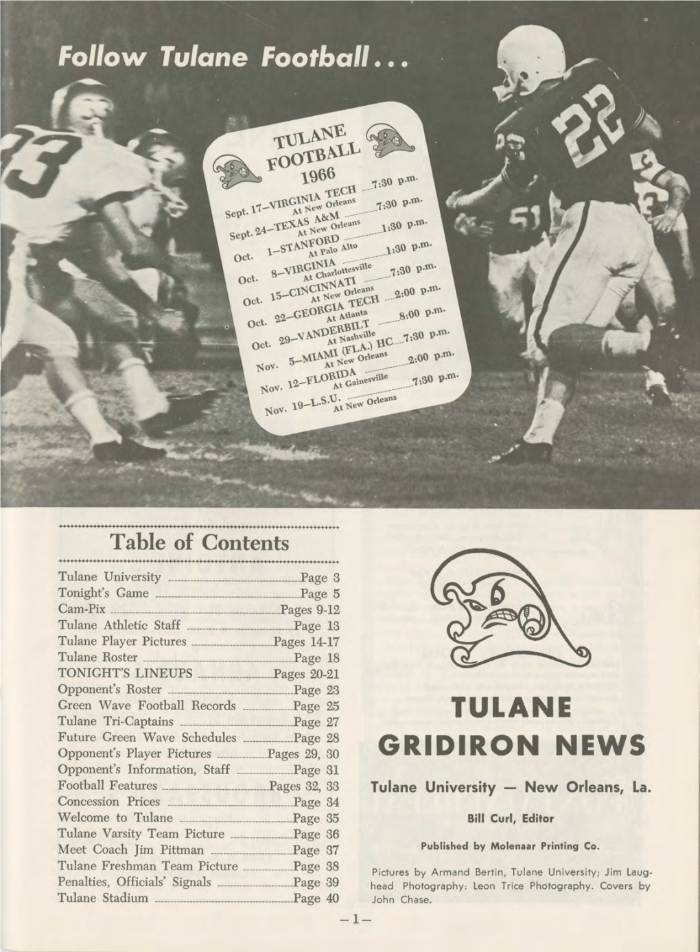 1966 Tulane Freshman Football Team