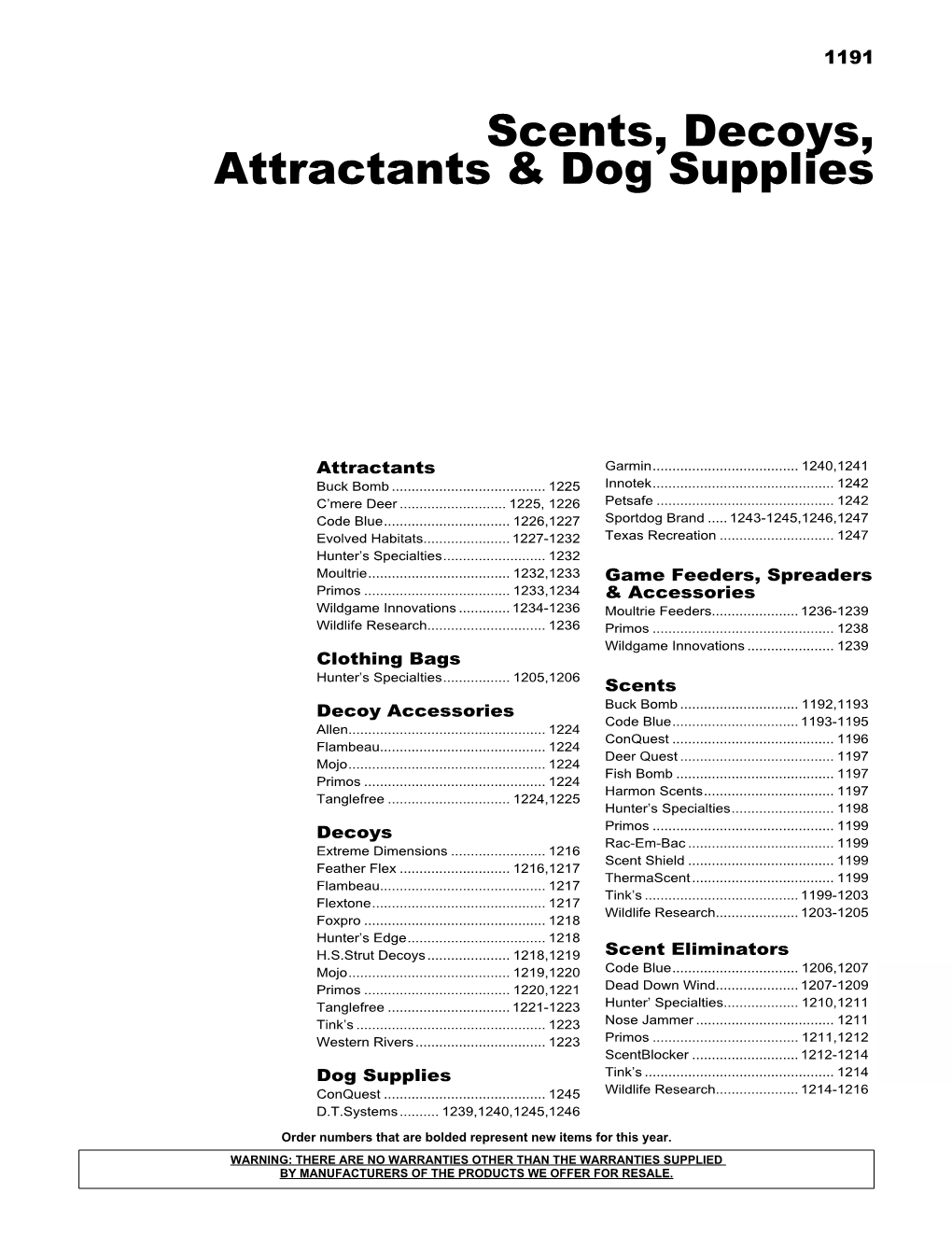 Scents, Decoys, Attractants & Dog Supplies