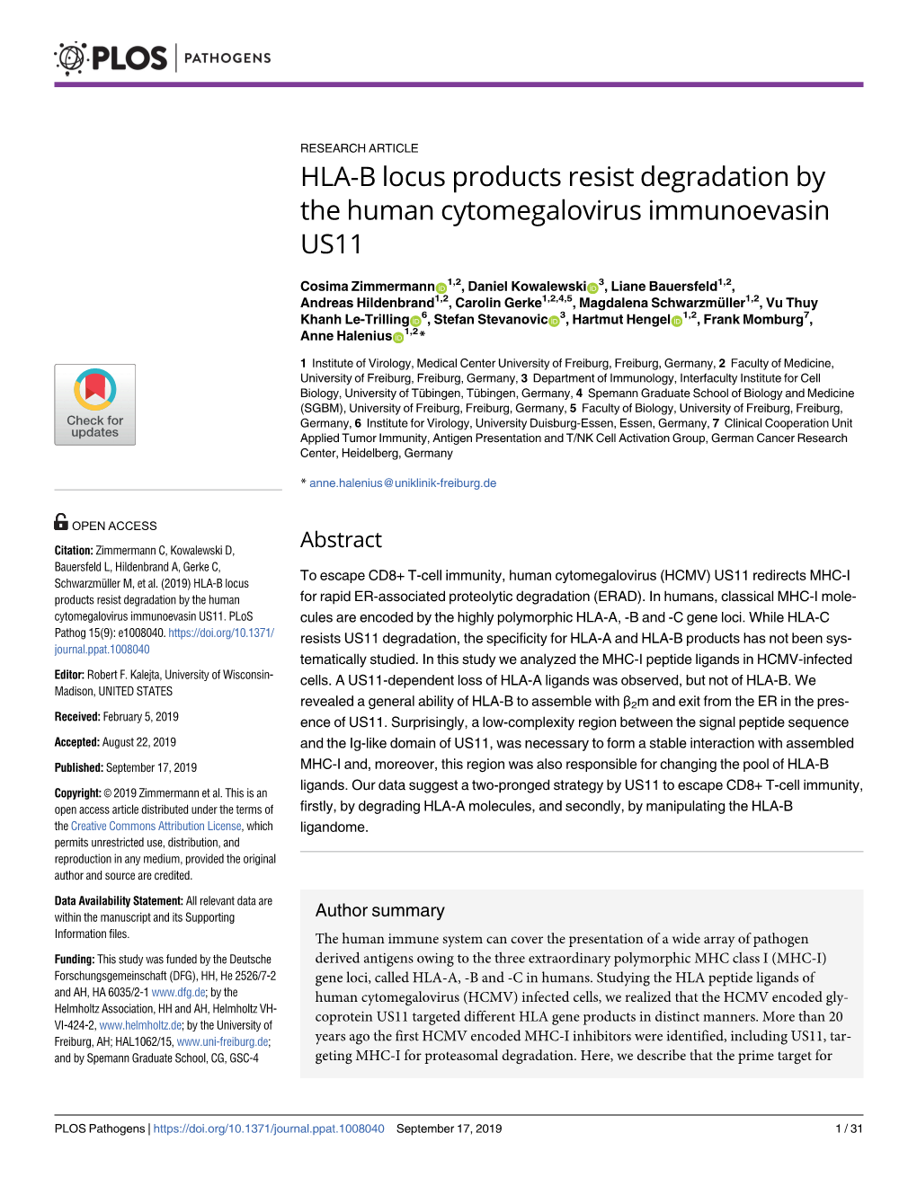HLA-B Locus Products Resist Degradation by the Human Cytomegalovirus Immunoevasin US11