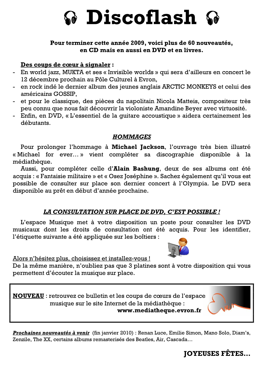 BULLETIN DES NOUVEAUTES CD Décembre 2009