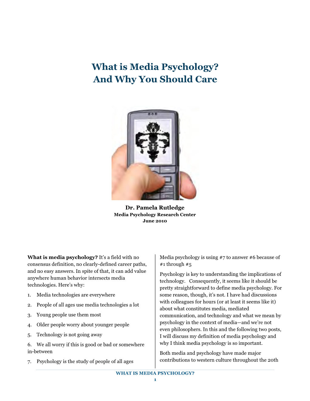 What Is Media Psychology? and Why You Should Care