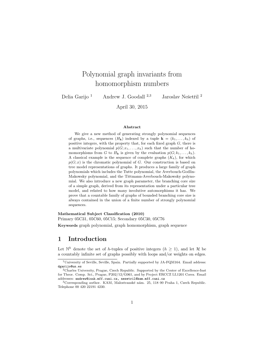 Polynomial Graph Invariants from Homomorphism Numbers