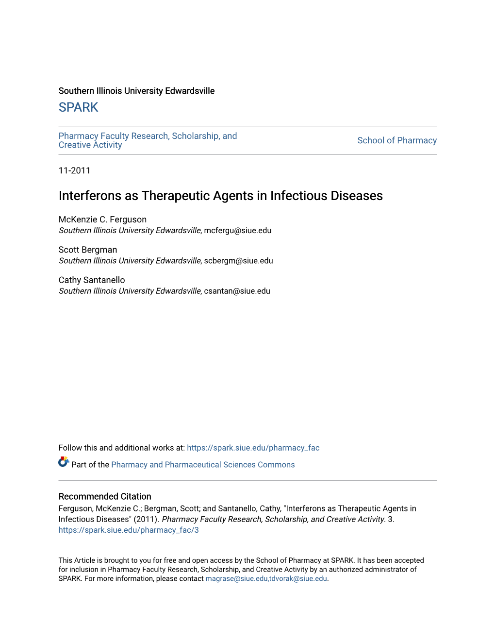 Interferons As Therapeutic Agents in Infectious Diseases