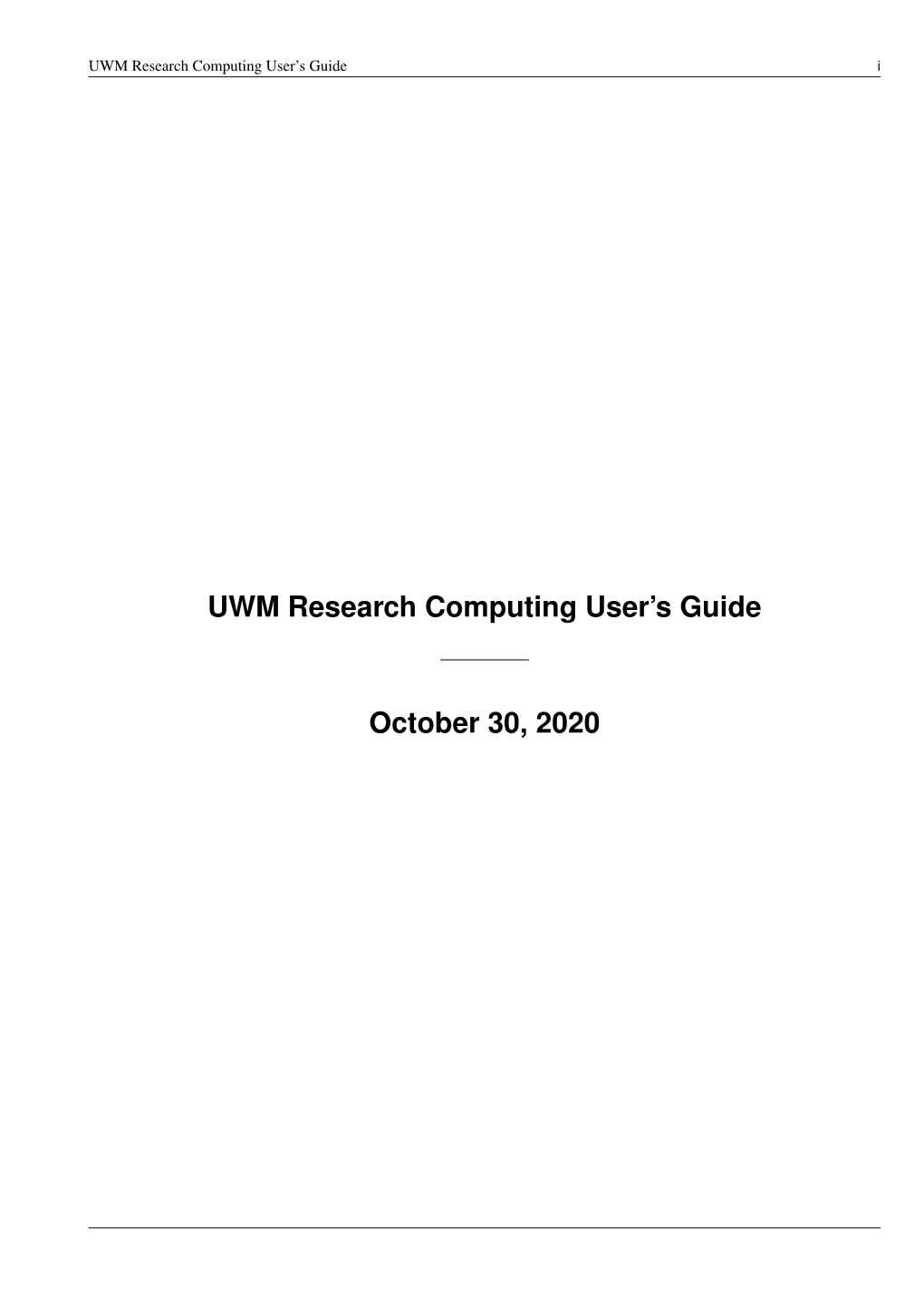 UWM Research Computing User's Guide