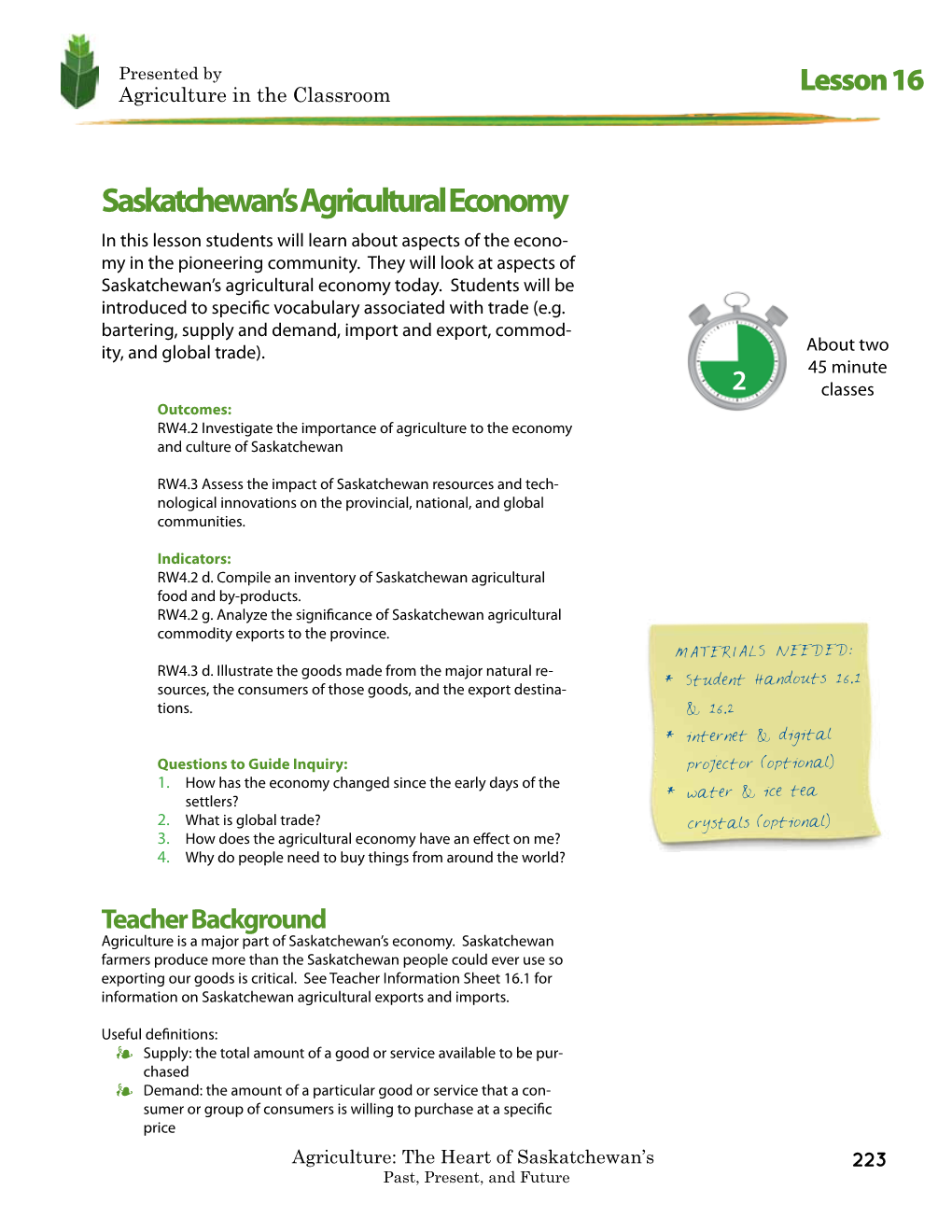Saskatchewan's Agricultural Economy